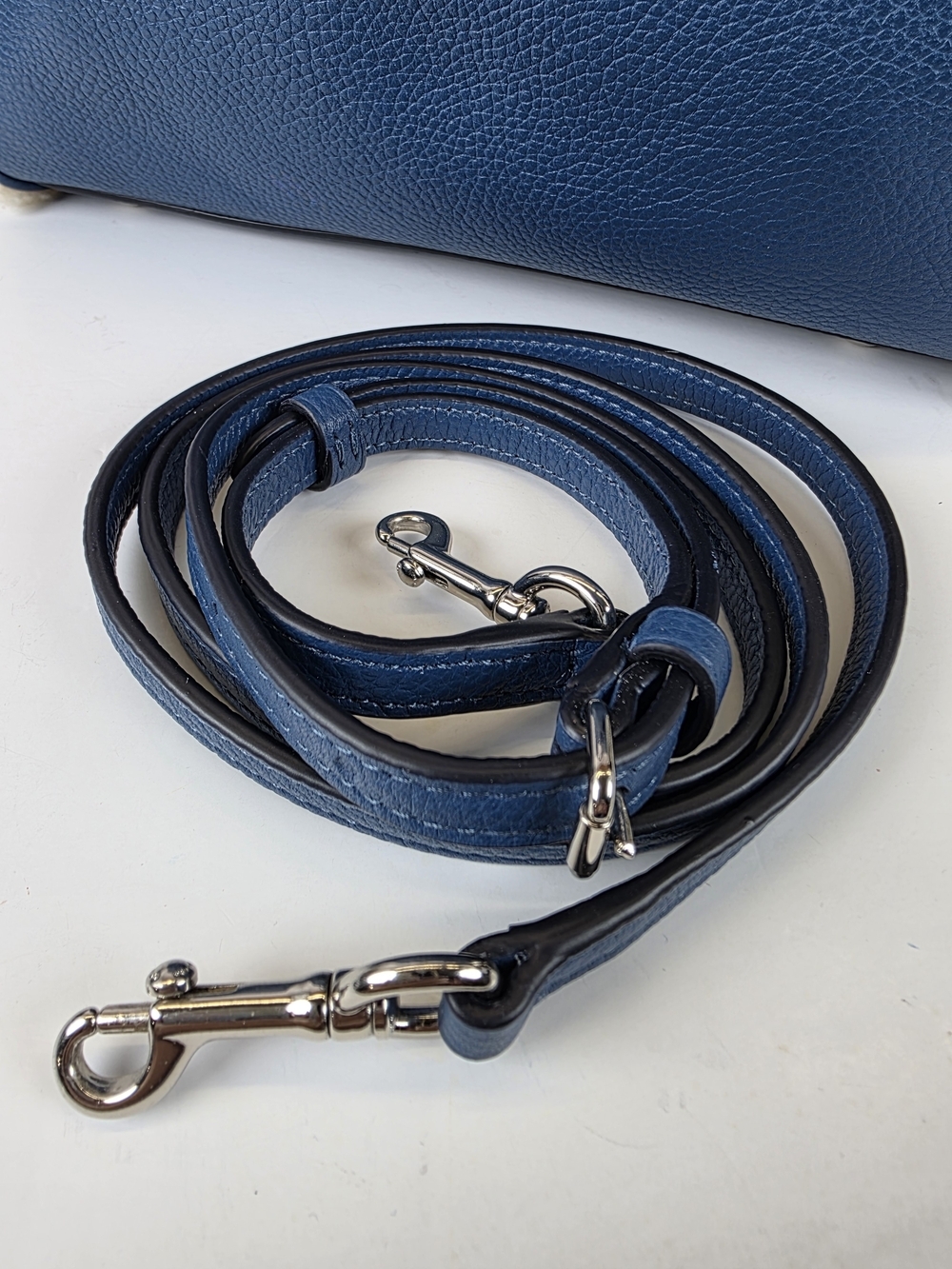 Coach Bennett Shearling Blue Pebble Leather Satchel Hand Crossbody Bag Sherpa - Picture 13 of 13